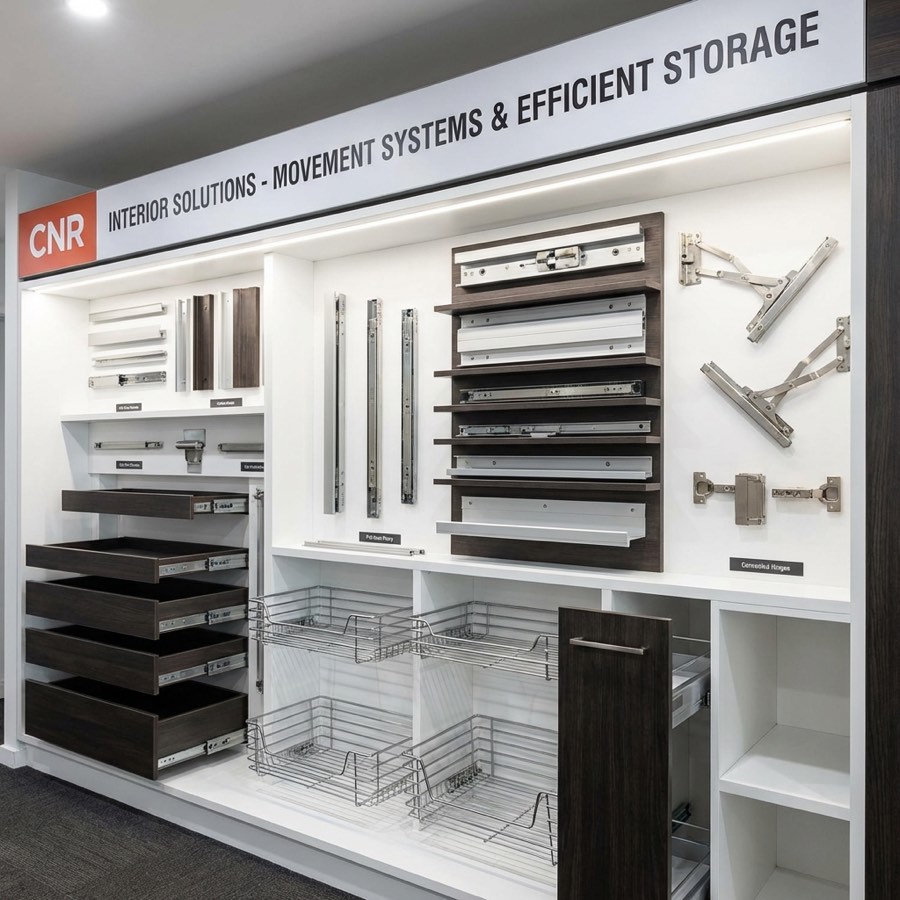 CNR hardware wall with channels and movement systems