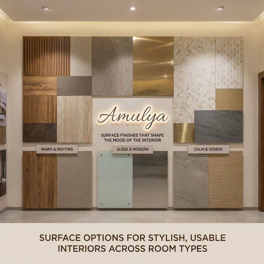 Amulya laminate surface wall display